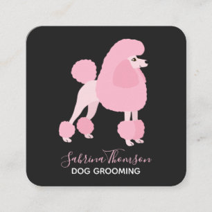 Rosa Pudel Pet Grooming Fyrkantigt Visitkort