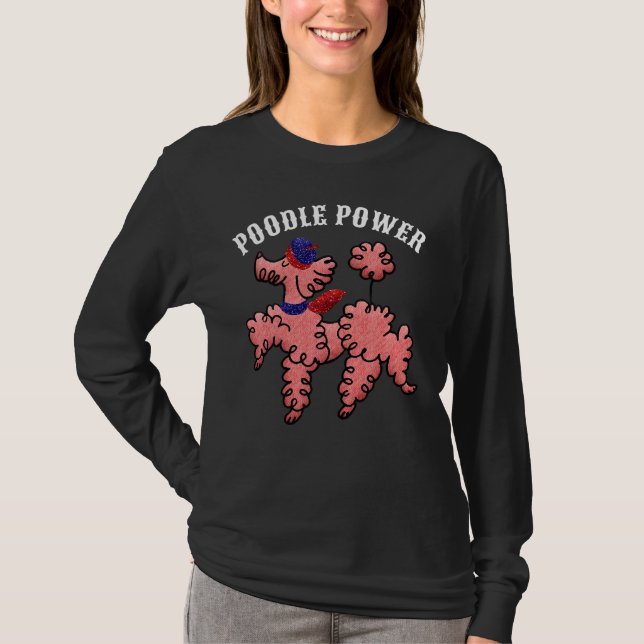 Rosa Pudel Power Cute T-shirt (Framsida)