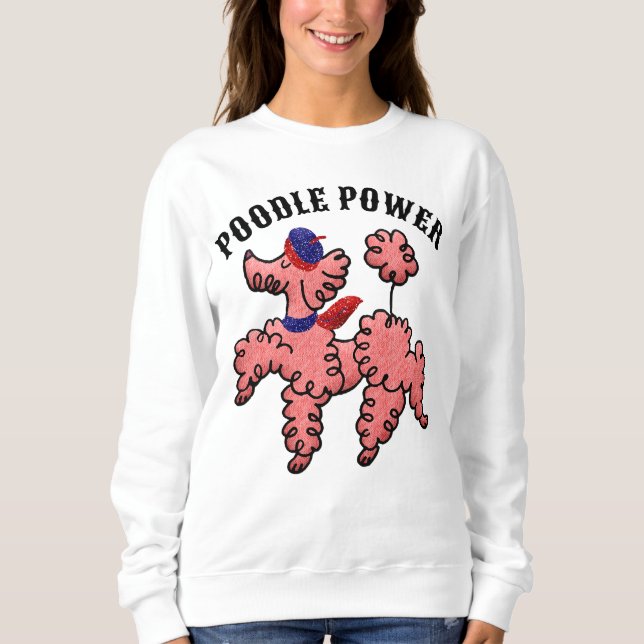 Rosa Pudel Power Cute T-shirts tröjor (Framsida)