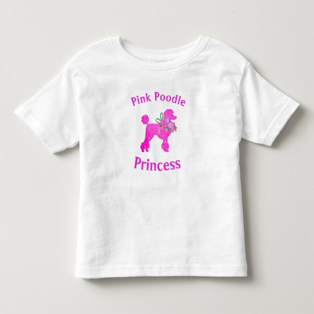 Rosa Pudel Prinsessa Födelsedagsdag T-Shirt (Framsida)