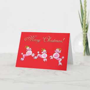 Rosa Pudel Retro God jul hälsningskort Helgkort