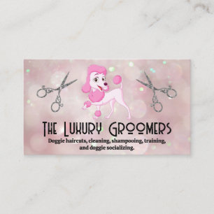 Rosa Pudel Salon Scissors Bokeh Visitkort