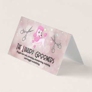 Rosa Pudel Salon Scissors Bokeh Visitkort