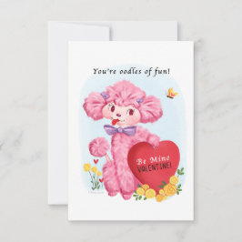 Rosa Pudel Small Traditional Vintage Valentine Inbjudningar
