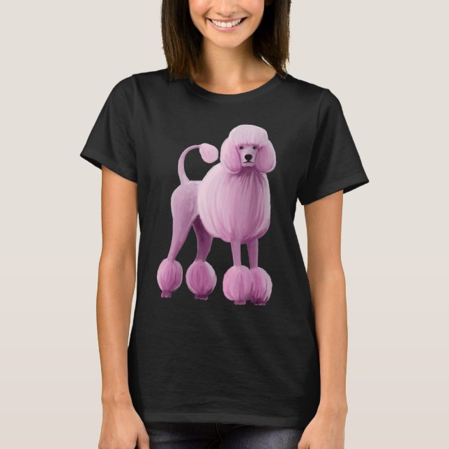 Rosa Pudel Standard Show Hund T Shirt (Framsida)