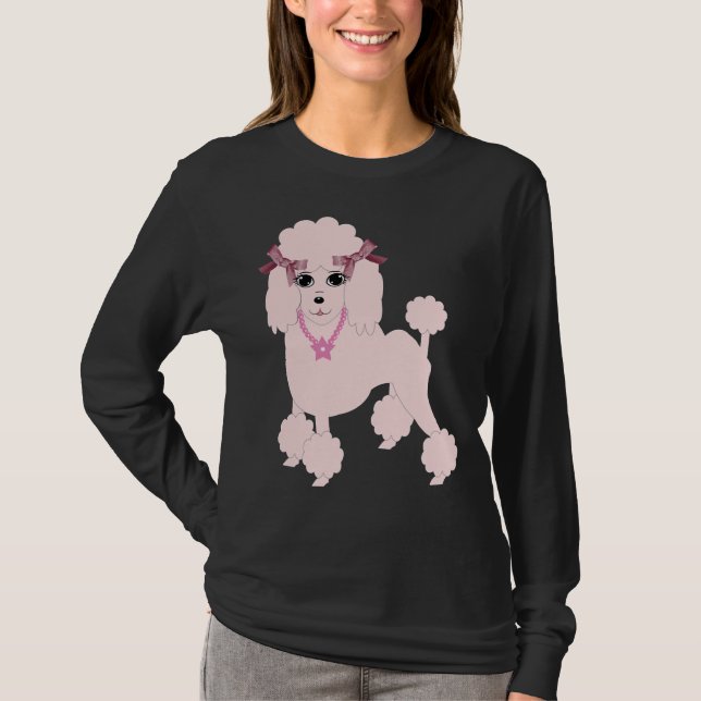 Rosa Pudel T- T Shirt (Framsida)