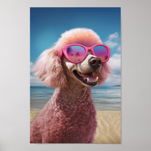 Rosa Pudel Tropical Paradise Poster