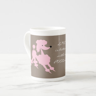 Rosa pudlar benporslin mugg