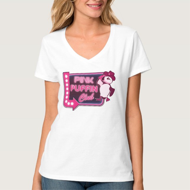 Rosa Puffin Klubb T Shirt (Framsida)