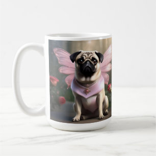 Rosa Pug Fairy Kaffemugg