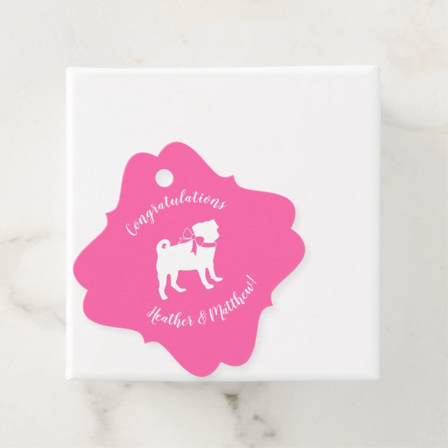 Rosa Pug Hund Temaparty Firande Gåvor Etiketter (På plats)