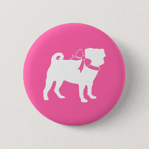 Rosa Pug Hund Temaparty Firande Knapp