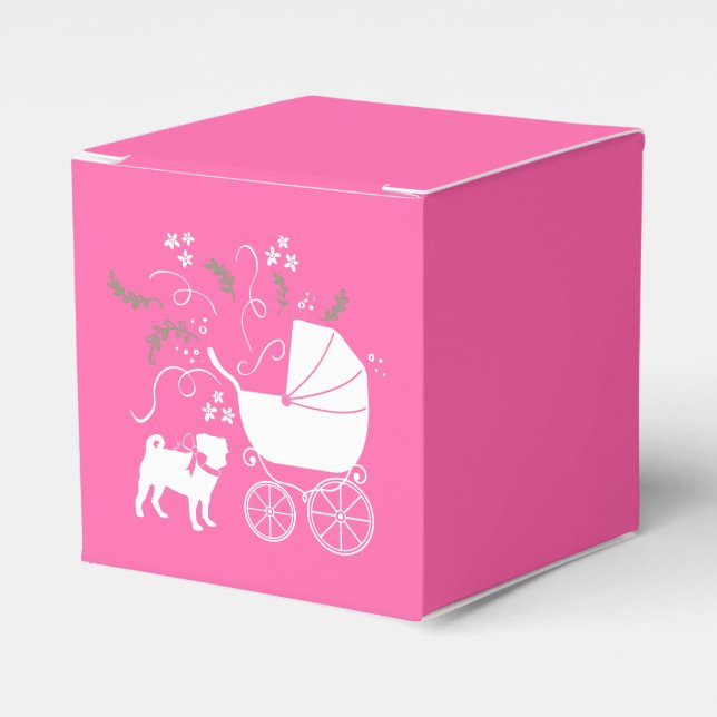 Rosa Pug Hund Temaparty Firande Presentaskar (Framsidan Sidan)