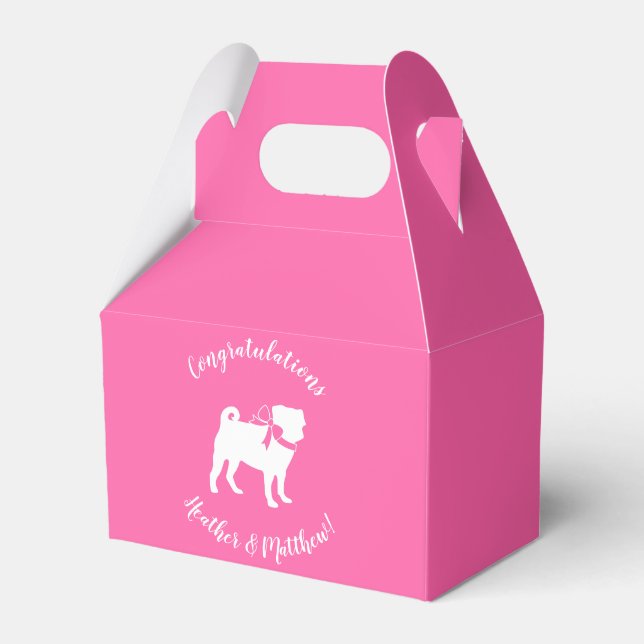 Rosa Pug Hund Temaparty Firande Presentaskar (Framsidan Sidan)