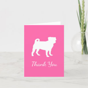 Rosa Pug Silhouette Puppy Baby Shower Tack Kort
