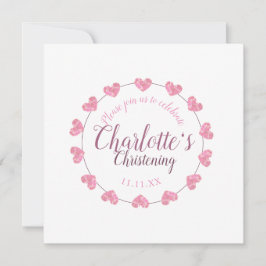 Rosa pulpetals-flicka som döpte inbjudan