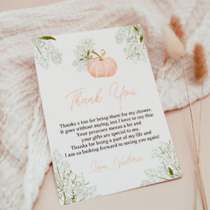 Rosa pumkin blommigt bokar för babydusch tack kort