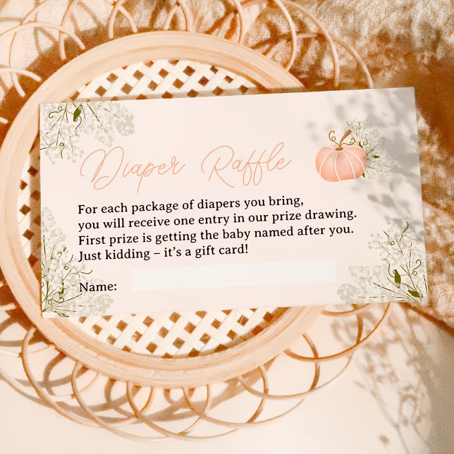 Rosa pumkin blommigt Diaper raffle baby dusch Tilläggskort (Pink pumpkin floral diaper raffle baby shower enclosure card)