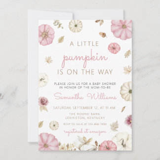 rosa pumpa baby shower flicka, Liten pumpa Inbjudningar