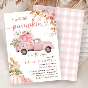 Rosa Pumpa Baby Shower Flicka Liten Pumpa Lastbil Inbjudningar