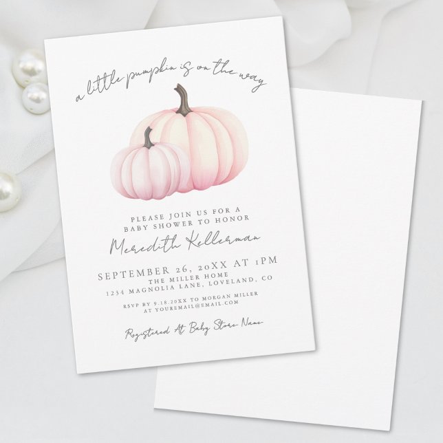 Rosa Pumpa Baby Shower Inbjudningar (Pink Pumpkin Baby Shower Invitation)