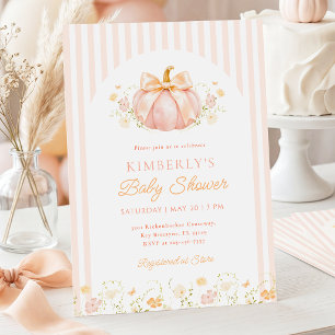 Rosa Pumpa Blommig Bebis Shower Inbjudan