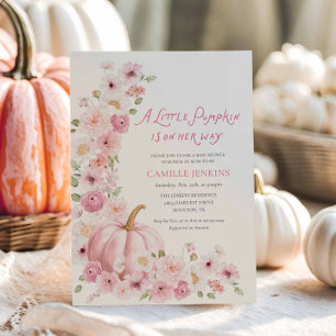 Rosa Pumpa Floral Flicka Bebis Shower Inbjudningar