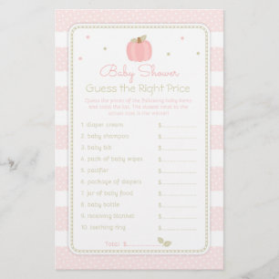 Rosa pumpa gissa priset baby shower-spel flygblad