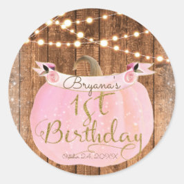 Rosa Pumpa Höst Rustika Träljus 1-årsdag Runt Klistermärke