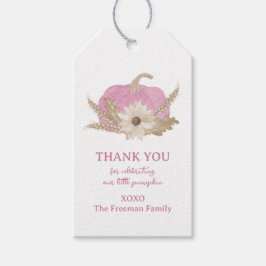 Rosa pumpa presentkort för babyfirande presentetikett