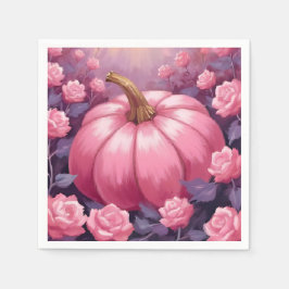 Rosa pumpa ros blom Halloween Thanksgiving Pappersservett