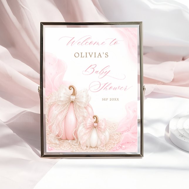Rosa pumpa slinga baby shower välkomstskylt poster (Skapare uppladdad)