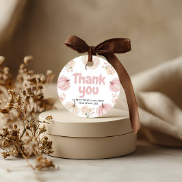 Rosa pumpa tackpresenttagg gåvor etiketter