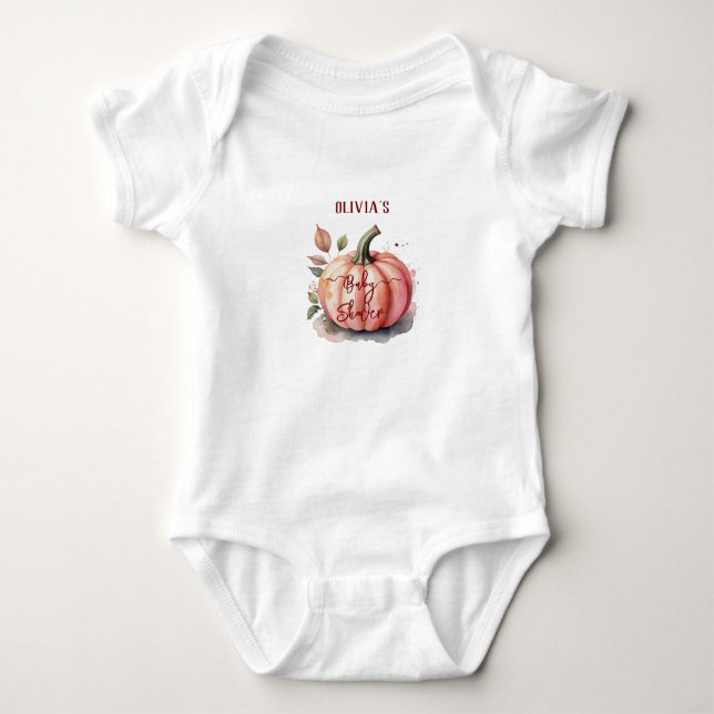 Rosa Pumpa Vattenfärg Boho Bebis Flick Shower T Shirt (Framsida)
