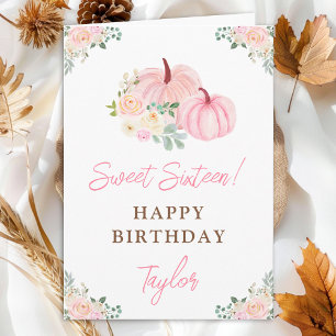 Rosa pumpafjäril Sweet Sixteen födelsedag Kort