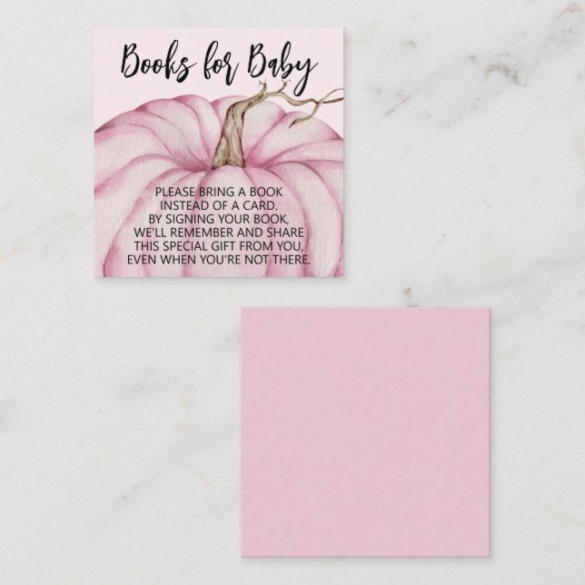 Rosa pumpaflicka baby shower-böcker för bebis tilläggskort (Fram/baksida)
