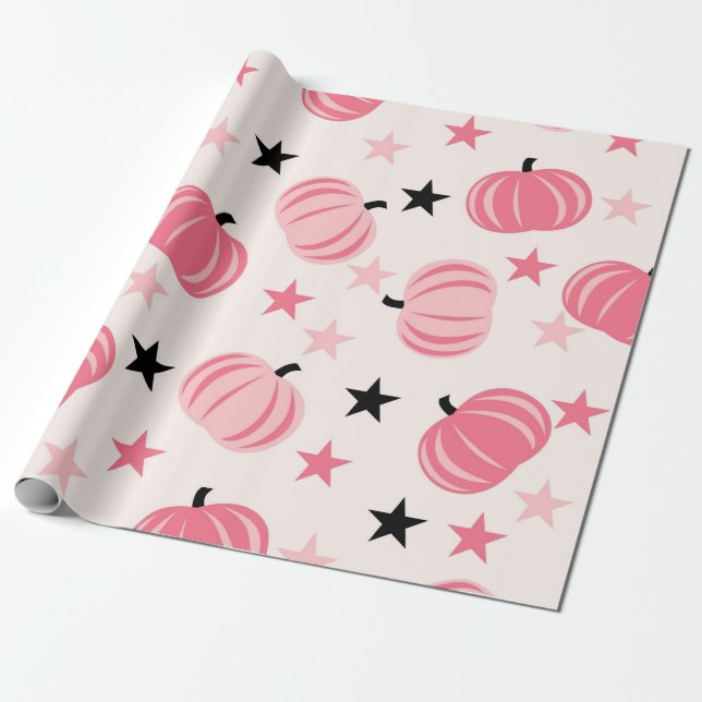 Rosa pumpamuster med stjärnor presentpapper (Utrullad)