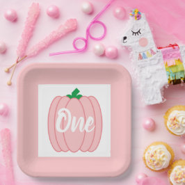 Rosa Pumpkin 1:a födelsedag Papper plåt