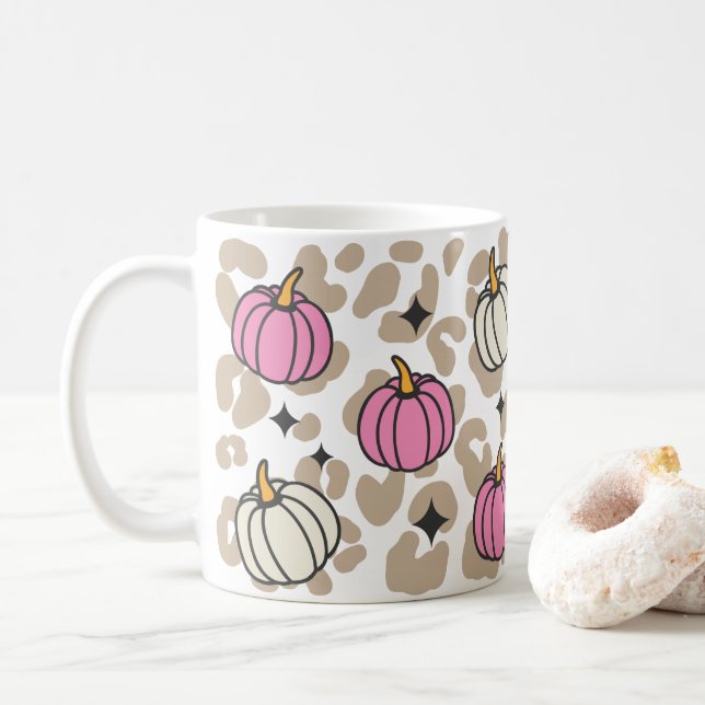 Rosa Pumpkin Aesthetic Halloween Kaffemugg (Med munk)