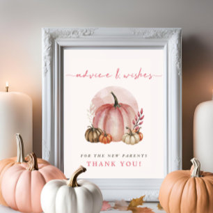 Rosa Pumpkin Baby Shower Advice Önskemål New Paren Poster