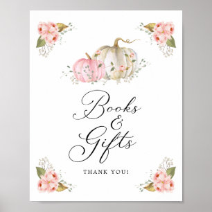 Rosa Pumpkin Baby Shower Bokar and Gifts Sign Poster