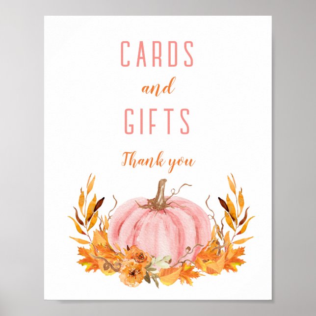 Rosa Pumpkin Baby Shower Cards Gifts Sign Poster (Framsidan)