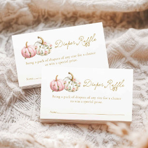 Rosa Pumpkin Baby Shower Diaper Raffle Biljett Tilläggskort