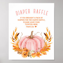 Rosa Pumpkin Baby Shower Diaper Raffle Sign Poster