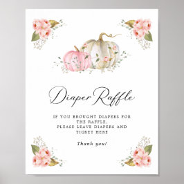 Rosa Pumpkin Baby Shower Diaper Raffle Sign Poster
