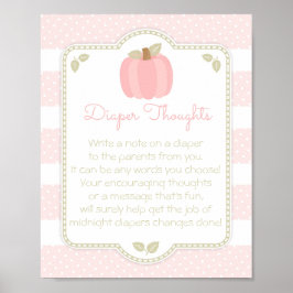 Rosa Pumpkin Baby Shower Diaper Thoughts Sign Poster