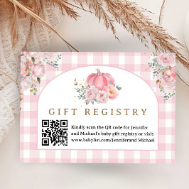 Rosa Pumpkin Baby Shower Gift-registerkort Tilläggskort
