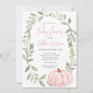 Rosa Pumpkin Baby Shower-inbjudan Inbjudningar