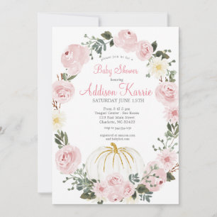 Rosa Pumpkin Baby Shower-inbjudan Inbjudningar