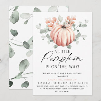 Rosa Pumpkin Baby Shower-inbjudan Inbjudningar